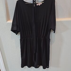 Black Casual Sheath Mini Dress with Dolman Sleeves